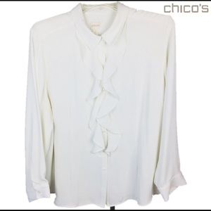 Chico’s Women Blouse Ruffled Front Plus Size XXL